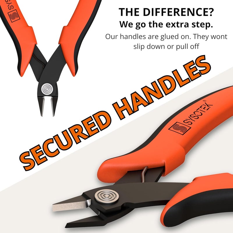 Sysotek Flush Cutters Precision Wire Cutters for Fiber Optics, Electronics and Jewelry Making tool Mini Diagonal Cutting Pliers Perfect for Zip Ties, Electrician Tool, Small Wire, crafting and more - Image 5